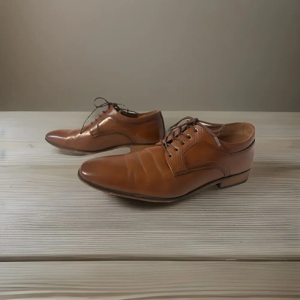 GUESS GMSULLEN-R Mens 10.5M Cognac Brown Lace Up Derby‎ Dress Shoes